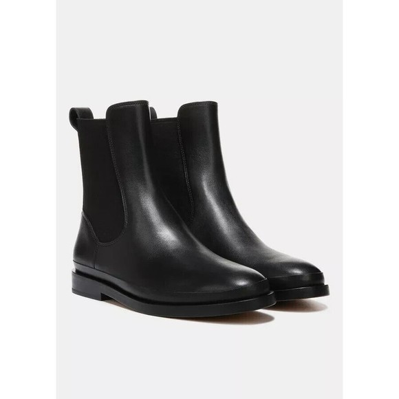 $450 Vince.Cecyl Leather Ankle Boot Black Womens Gored Sides Sz 9 EU 40 NEW
